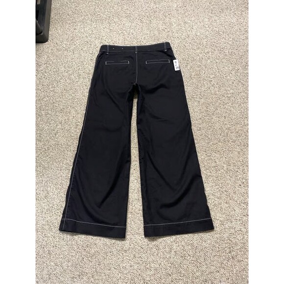 8 LOFT The Palmer Wide Leg Patch Pocket Pants Black Contrast Stitch - Picture 7 of 10